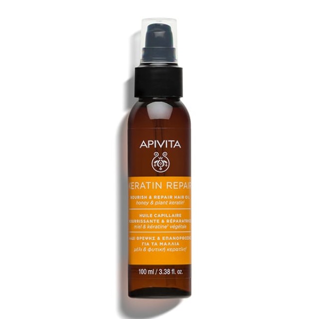 Apivita Keratin Repair Nourish & Repair Hair Oil Λάδι Θρέψης & Επανόρθωσης με Μέλι & Φυτική Κερατίνη, 100ml
