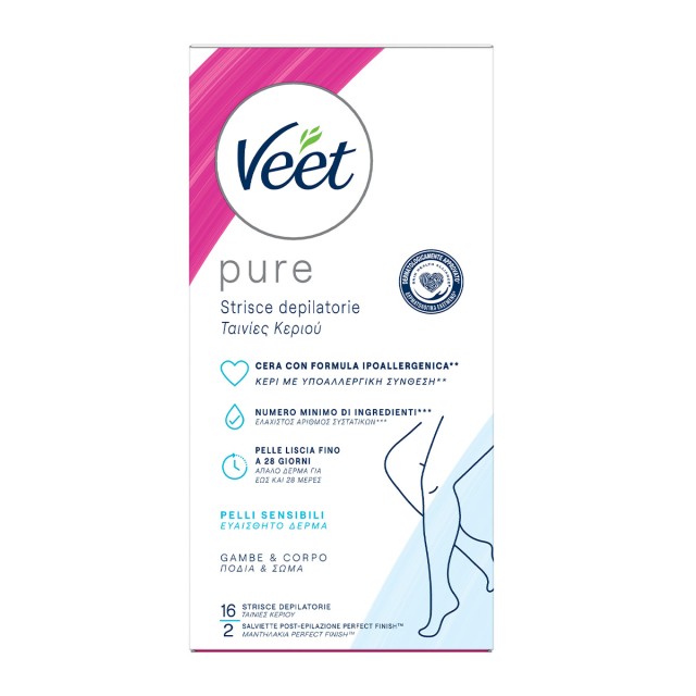 Veet Κρύες Ταινίες Αποτρίχωσης για τα Πόδια Με Υποαλλεργική Σύνθεση 16pcs