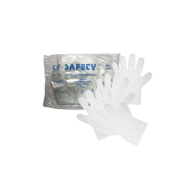 Safety AT/G Gloves PE One Size 100pcs