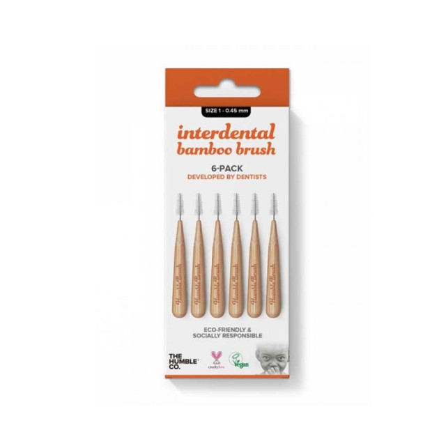 The Humble Co. Interdental Bamboo Brush Size 1 - 0.45 mm Orange 6τμχ