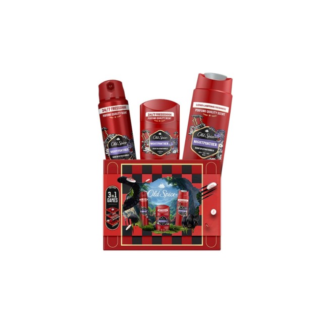 Old Spice Promo Nightpanther with Deodorant Stick, 50ml & Shower Gel & Shampoo, 250ml & Deodorant Body Spray, 150ml
