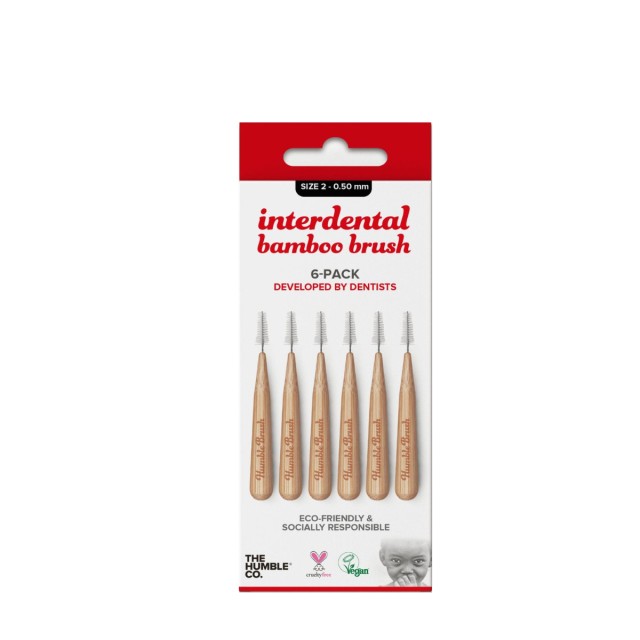 The Humble Co. Interdental Bamboo Brush Size 2 - 0.50 mm Red 6τμχ