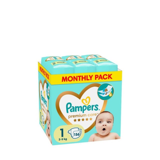 Pampers Πάνες Premium Care Monthly Pack No. 1 για 2-5kg 156τμχ