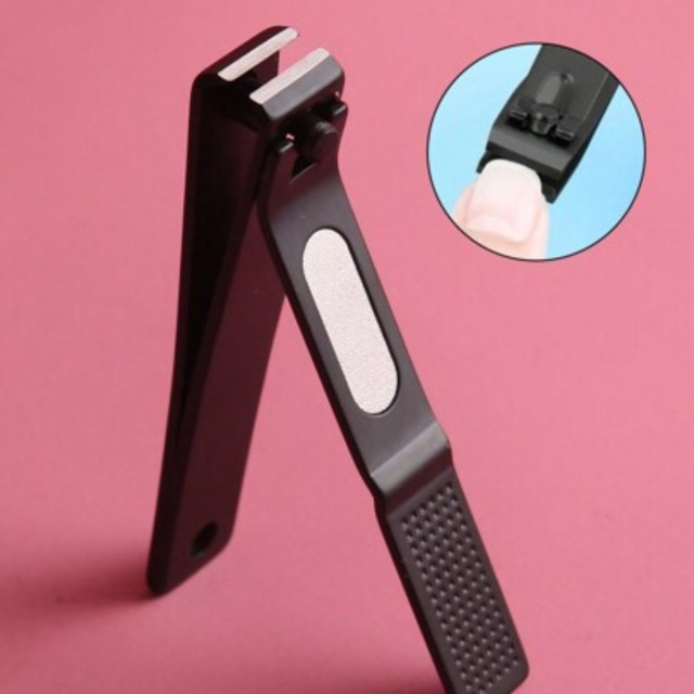 1pc Black Handle Straight Edge Nail Clipper