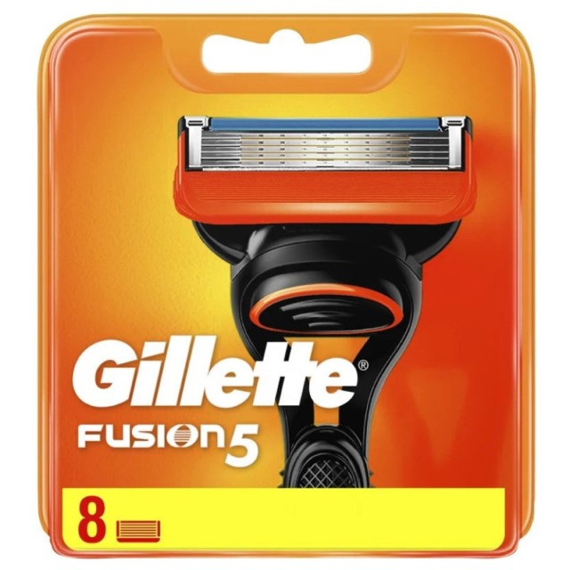Gillette Fusion 5 Ανταλλακτικές Κεφαλές με 5 Λεπίδες & Λιπαντική Ταινία 8τμχ