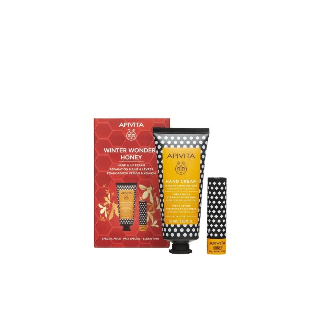 Apivita Set Winter Wonders Honey Κρέμα Χεριών Εντατικής Ενυδάτωσης 50ml & Lip Care Μέλι 4.4gr