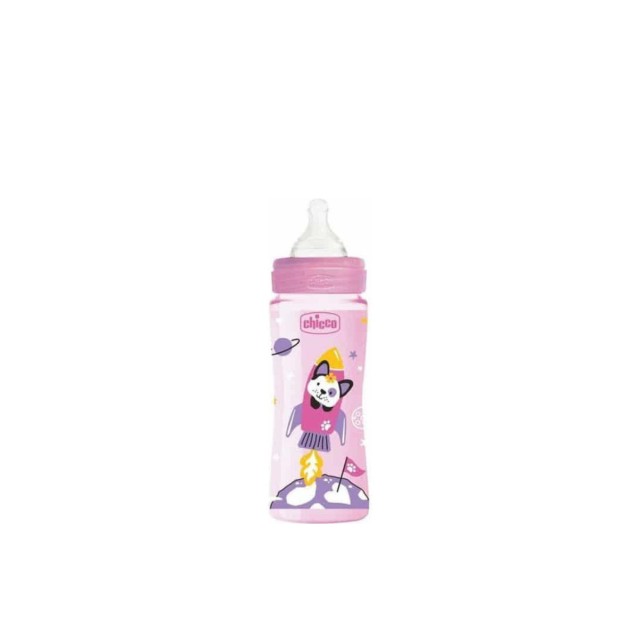Chicco Μπιμπερο Πλαστικο  Ροζ 330 ml  4 m +