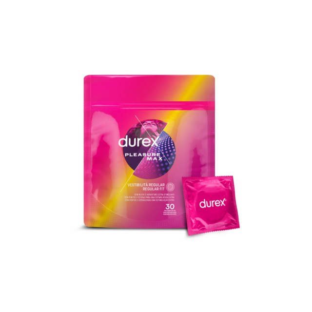 Durex Pleasuremax Προφυλακτικά Με Κουκιδες και Ραβδώσεις Κανονική Εφαρμογή, 30 τμχ