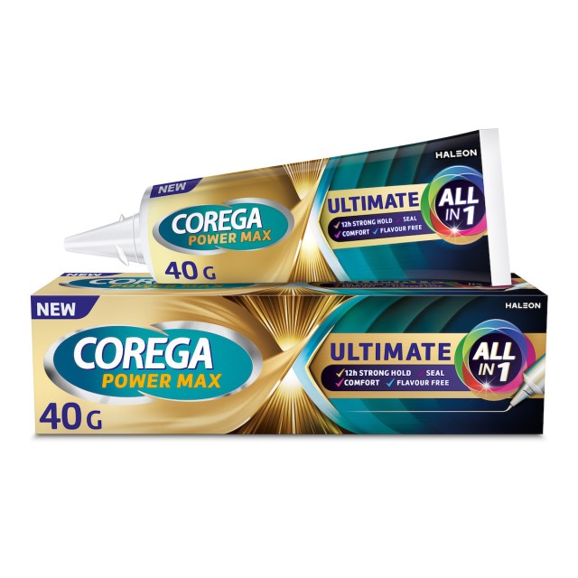 Corega Ultimate All-In-One για Ακόμη Μεγαλύτερη Δύναμη Μασήματος Στερεωτική Κρέμα Τεχνητής Οδοντοστοιχίας 40gr