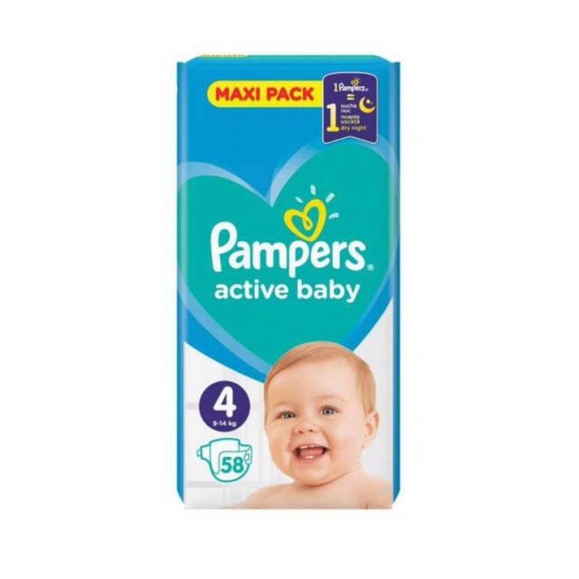 Pampers Active Baby Maxi Pack No.4 (9-14Kg) 58τμχ