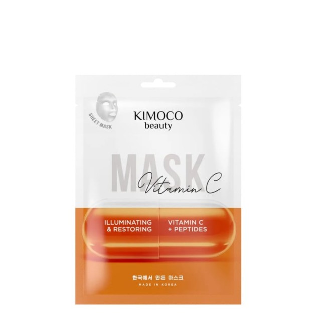 Kimoco Beauty Sheet Mask Μάσκα Προσώπου για Αναδόμηση και Λάμψη με Βιταμίνη C και Πεπτίδια, 23 ml