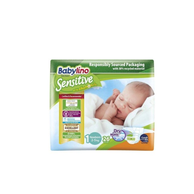 Babylino Sensitive Newborn Nο1 (2-5 kg) 26 Πάνες