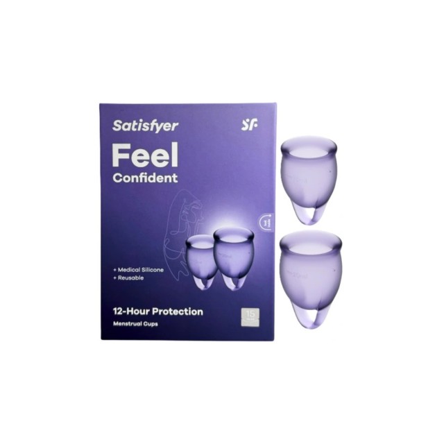 Satisfyer Feel Confident Σετ από Κύπελλα Περιόδου Μωβ 15ml + 20ml Purple