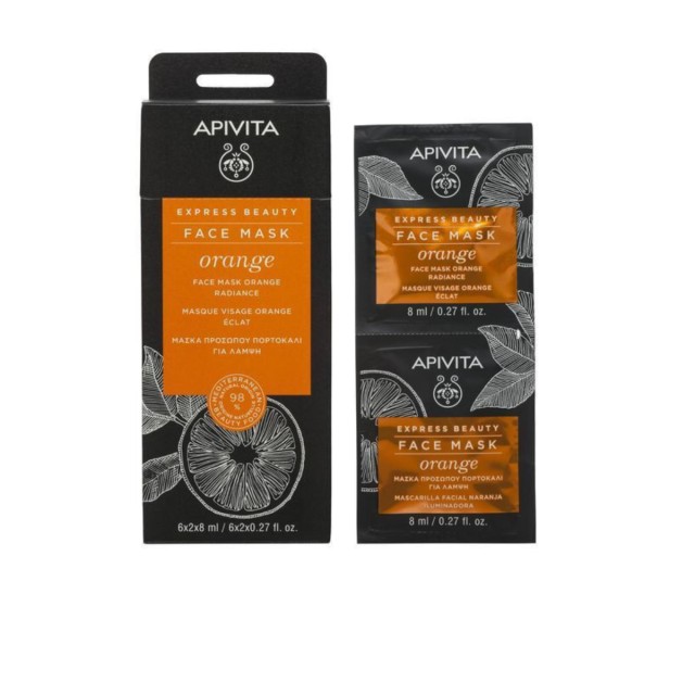 Apivita Express Beauty Orange Μάσκα Προσώπου Κρέμα για Λάμψη 2τμχ 8ml