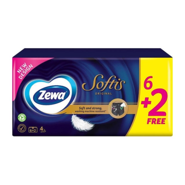 Zewa Softis Classic 8 Πακέτα Χαρτομάντηλα Τσέπης 4 Φύλλων