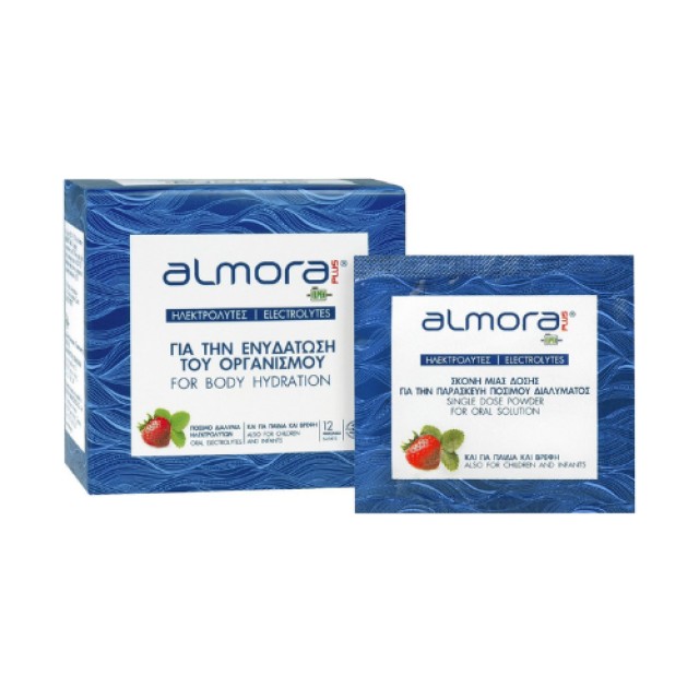 almora PLUS Ηλεκτρολύτες για την Ενυδάτωση του Οργανισμού Φράουλα 12 φακελίσκοι