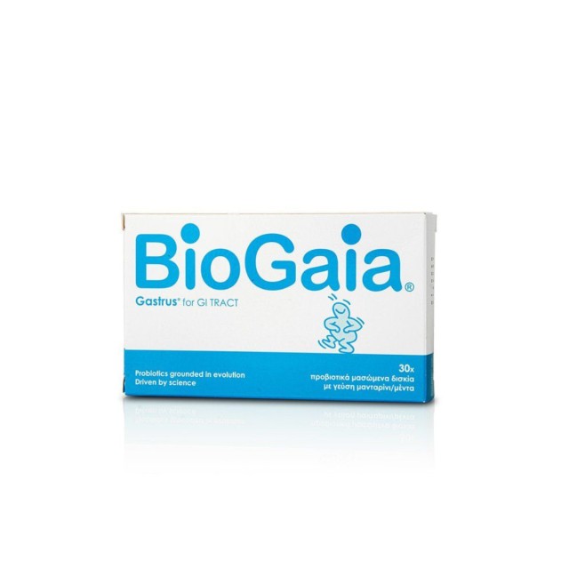 BioGaia Gastrus Προβιοτικά Μασώμενα Δισκία με γεύση Μανταρίνι/Μέντα 30 Chew.Tabs