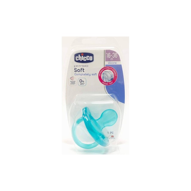 Chicco Physio Soft Πιπίλα Σιλικόνης 16-36M Σιέλ 1 τμχ