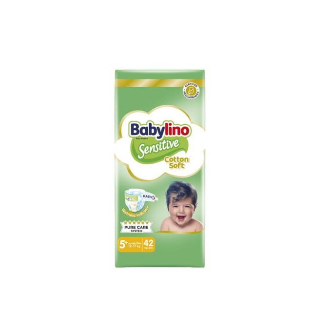 Babylino Sensitive Cotton Soft No5+ (12-17kg) Value Pack Βρεφικές Πάνες 42 τμχ