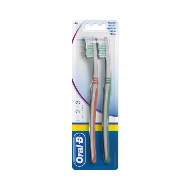 Oral-B Classic Clean 1-2-3 Οδοντόβουρτσα Medium 2τμχ