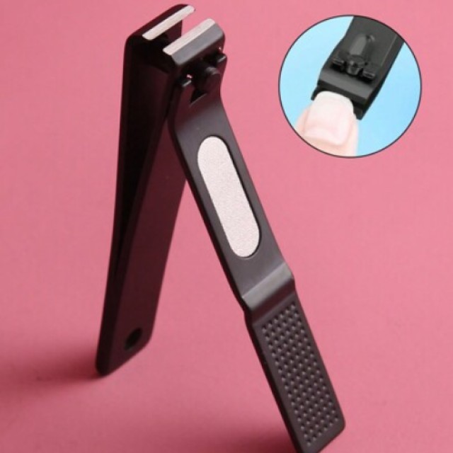 1pc Black Handle Straight Edge Nail Clipper
