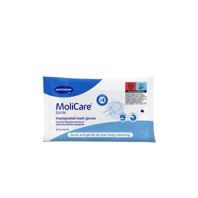 Hartmann Molicare Skin Impregnated Wash Gloves Μαντηλάκια για το Σώμα 8τμχ