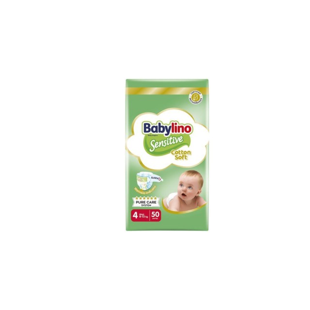 Babylino Sensitive Cotton Soft No4 (8-13kg) Value Pack Βρεφικές Πάνες 50 τμχ