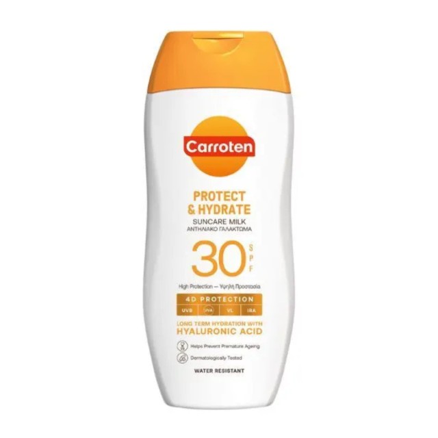 Carroten Protect & Hydrate Suncare Milk 4D Protection SPF30 Αντηλιακό Γαλάκτωμα Σώματος με Υαλουρονικό Οξύ 200 ml