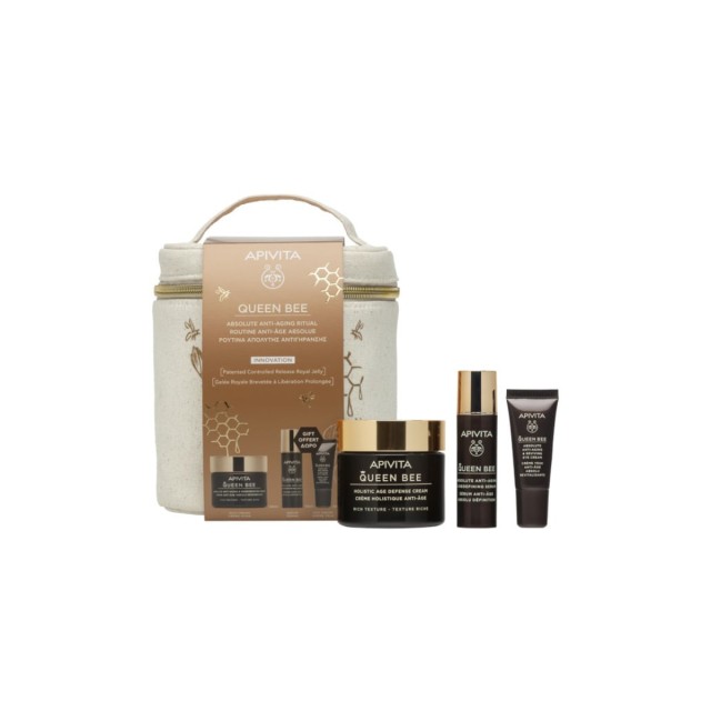 Apivita Promo Queen Bee Αντιγηραντική Κρέμα Πλούσιας Υφής 50ml & Αντιγηραντικός Ορός 10ml & Κρέμα Ματιών 5ml