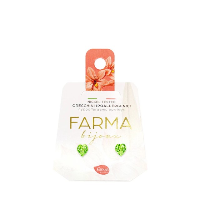 Farma Bijoux Σκουλαρίκια Καρδιές Πράσινες 3, 3Μμ