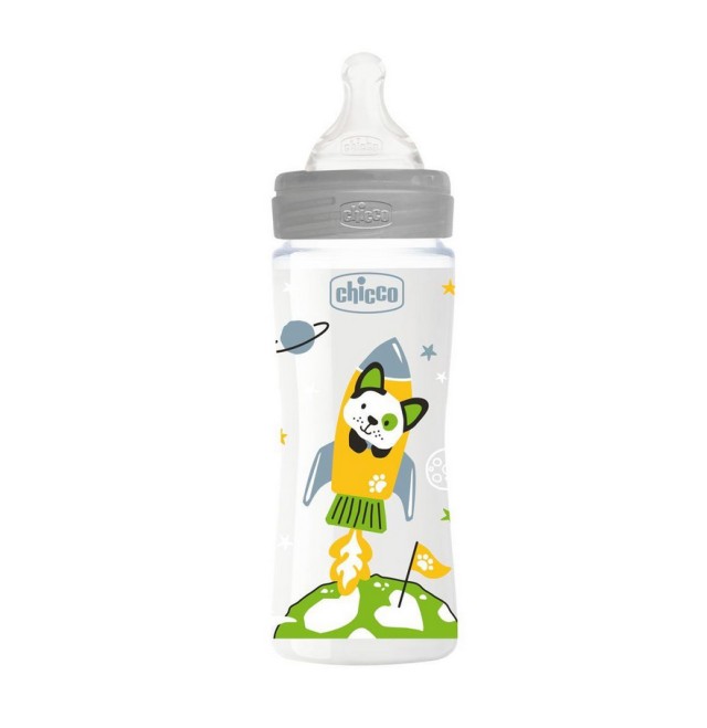 Chicco Μπιμπερό Πλαστικό Well Being Θηλή Σιλικόνης Γρήγορης Unisex 4m+ 330ml