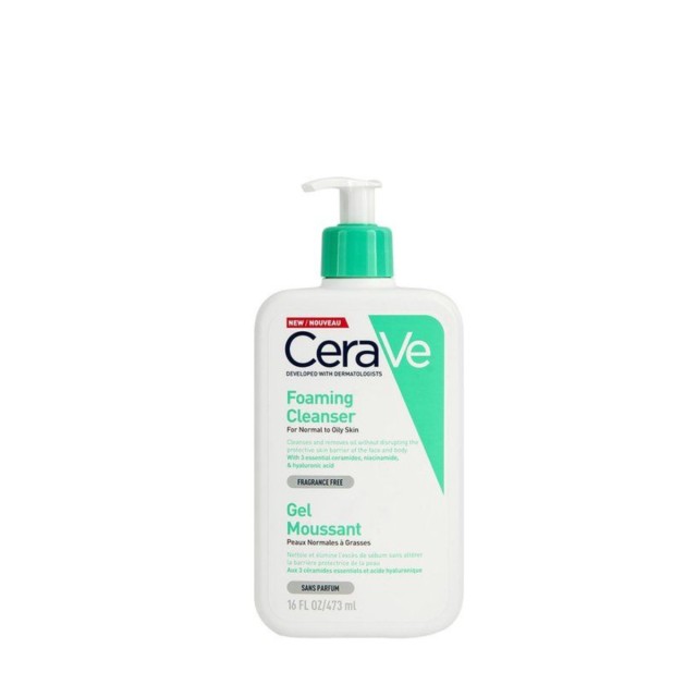 Cerave Foaming Cleanser Gel Καθαρισμού για Κανονικές έως Λιπαρές Επιδερμίδες 473 ml