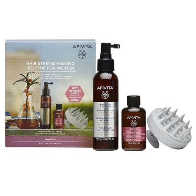 Apivita Set Tonic Hair Loss Lotion Κατά της Τριχόπτωσης 150ml & Womens Tonic Shampoo 75ml & ΔΩΡΟ Scalp Massager 1τμχ
