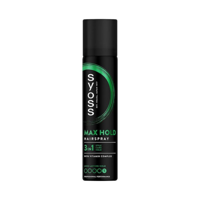 Syoss Max Hold Travel Size Hairspray 75ml, Δυνατό Κράτημα 5